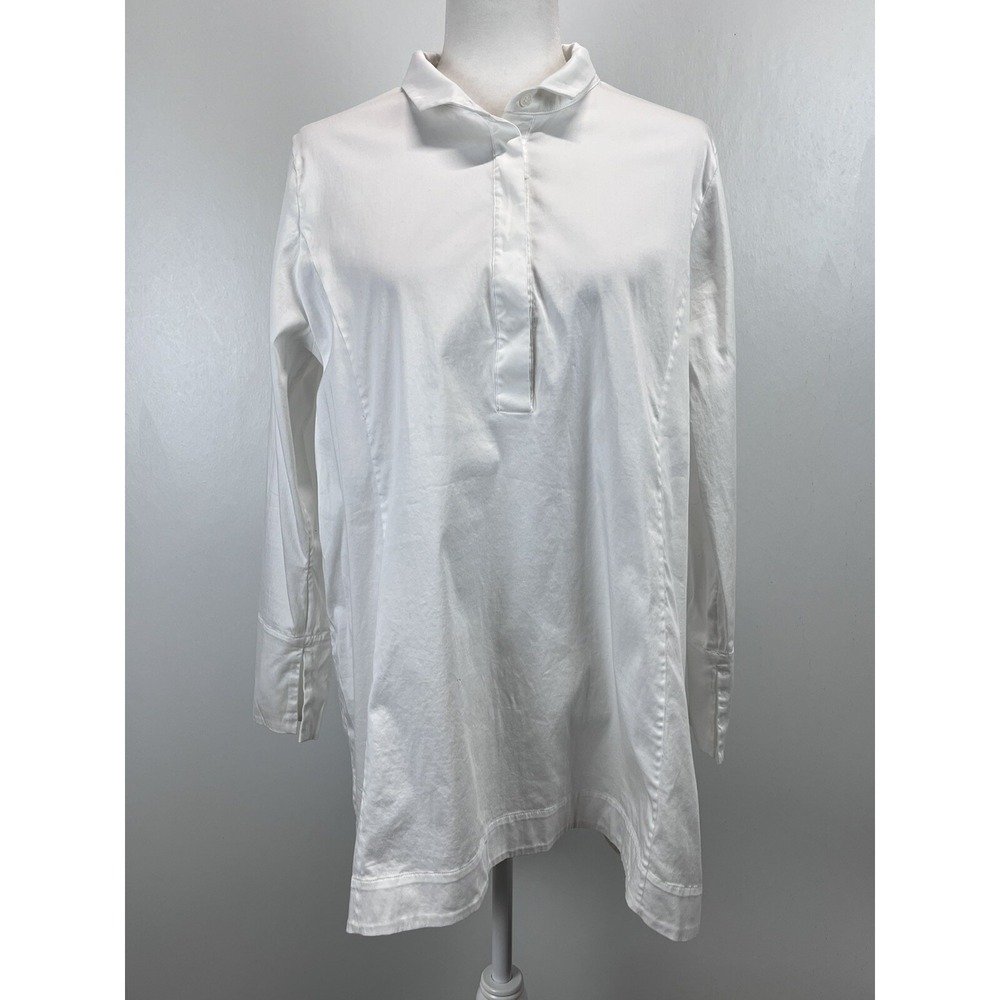 Soft Surroundings Cotton Tunic Shirt Blouse Sz Large White Classic Lagenlook